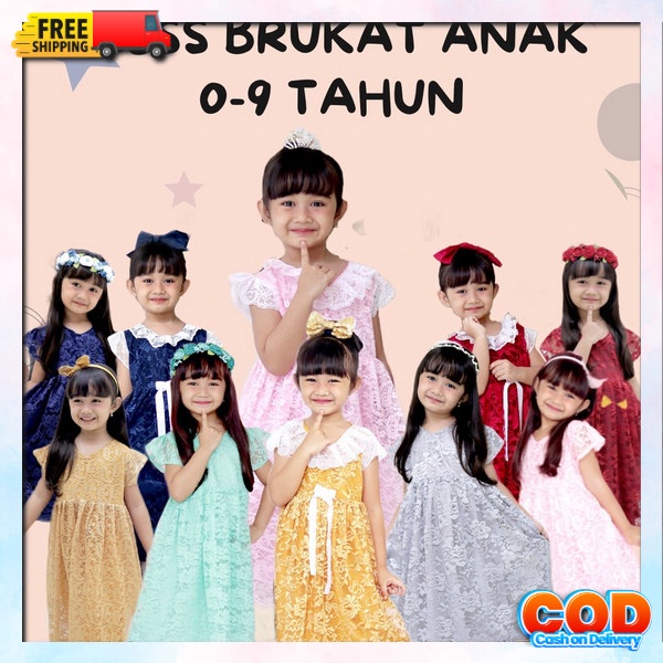 Ghaun Anaj Cewek 1-10 Th Gsun Minidress Kids Dresd Pesta Kondangan Snak Perempuan Ghaum Bocah Import