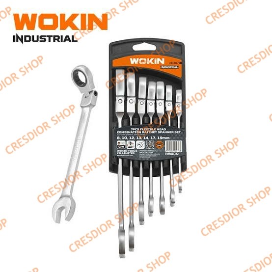 Bestseller Kunci Ring Pas Ratchet Flexible Fleksibel Rachet Set 7Pcs 8-19 Wokin