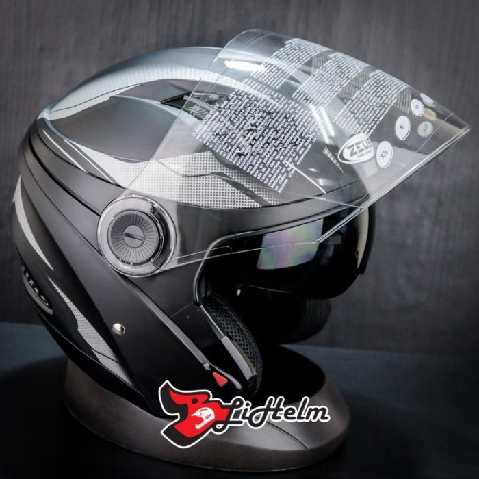 Helm Zeus Zs 610 Matt Black 0014 Silver Zs-610 Half Face Helmet