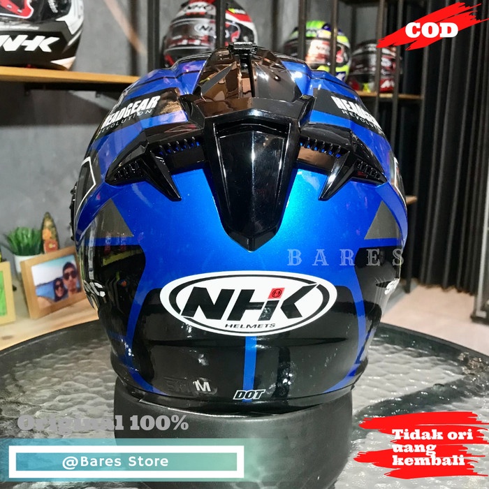 Helm Nhk Gladiator Touring Blue Glossy Double Visor