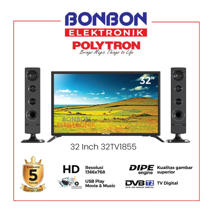 Polytron Led Digital Tv 32 Inch 32Tv1855 / Pld-32Tv1855