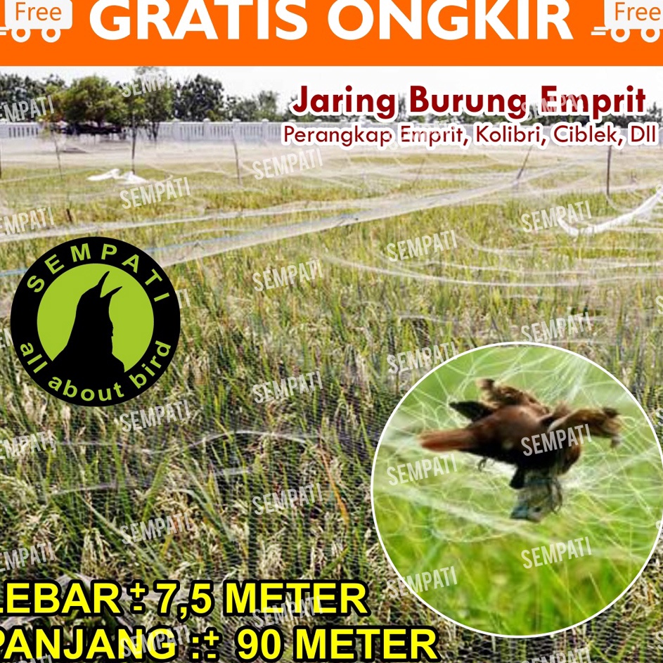 ✨SHOPEE MALL✨ JARING BURUNG JARING PADI JARING EMPRIT JARING SAWAH 7,5 x 90 METER JEBAKAN PERANGKAP 