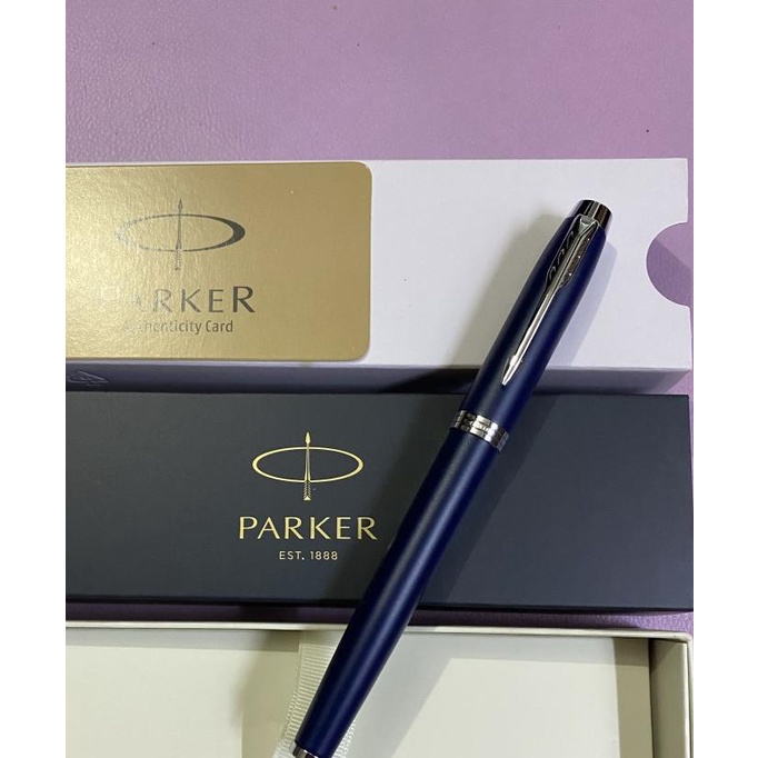 

~@~@~@~@] Pulpen Parker Im New Original Roller Ball Blue / Navi Blue Chrome Trim