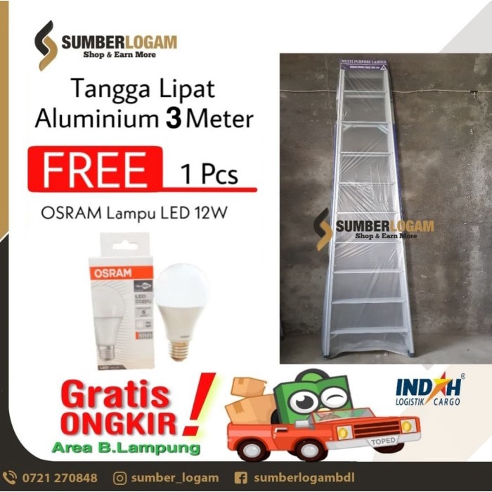 {GreenShop} Tangga Lipat Aluminium 3 Meter Berkualitas