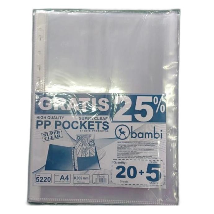 

/////] map plastik / pp pocket bambi A4 5220 # 1 pak isi 20 lbr