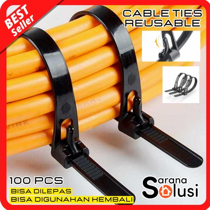 

Termantab] Kabel Ties Tis Tie Bisa dibuka dilepas Reusable Zip Cable Organizer
