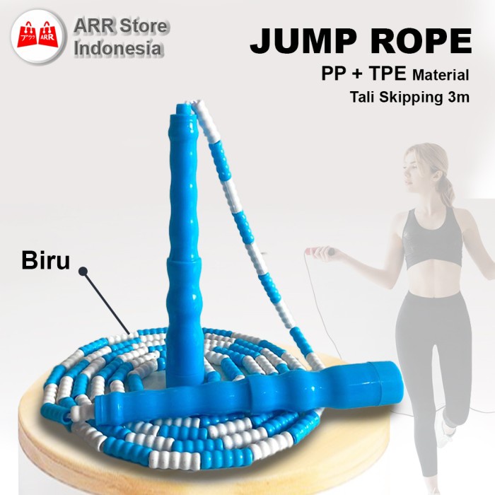 Bestseller Arr Lompat Tali Beaded Elevate Skipping Rope Pp+Tpe Tali 3M Biru