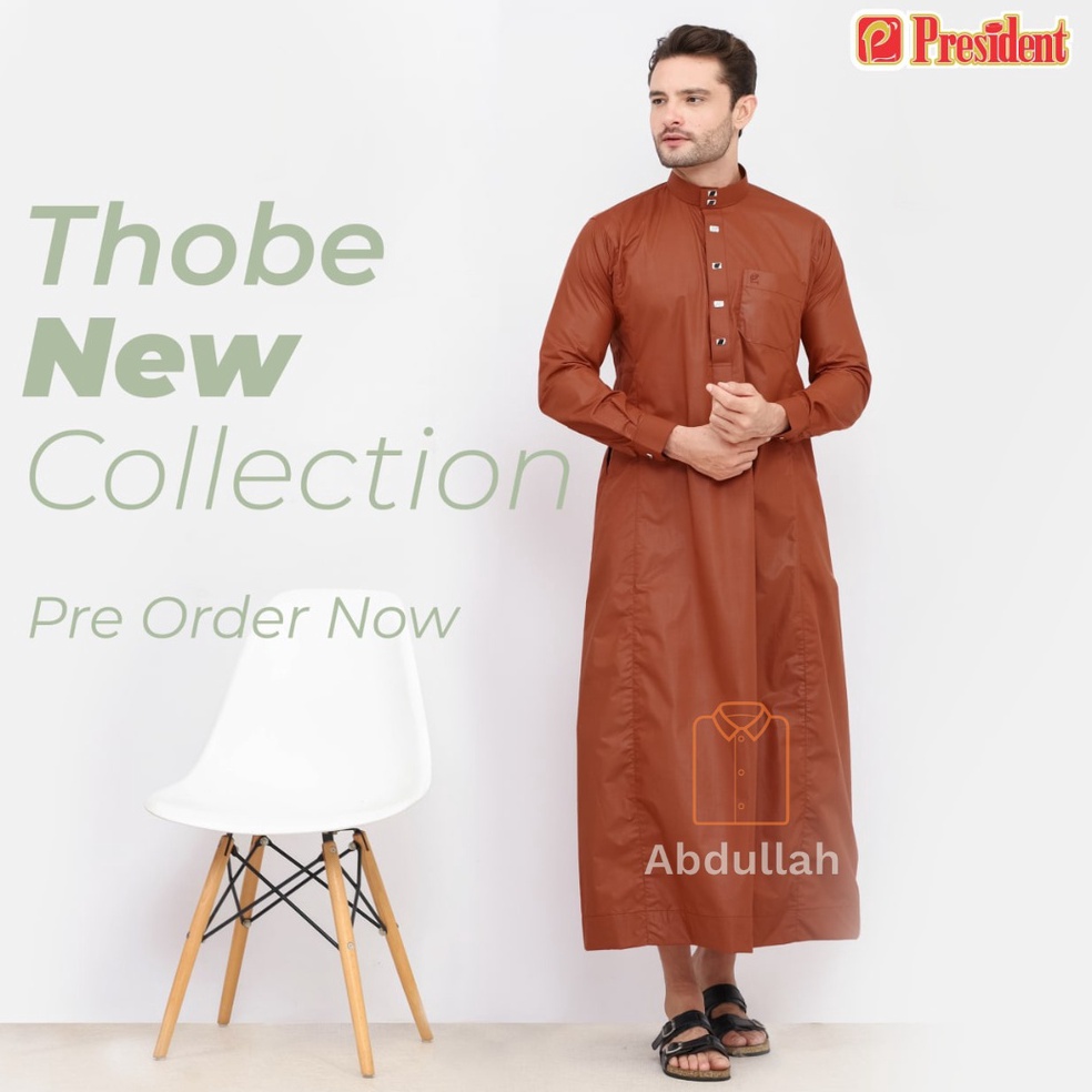 Terlaris.. ID 03 - Busana Muslim Pria Thobe Ikhwan Style Harramain Jubah Pria Polos Merk Pesident Ba