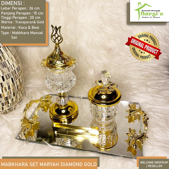 Bestseller Mabkhara Set Kristal Cermin/Tempat Dupa/Bukhour/Setmaryah