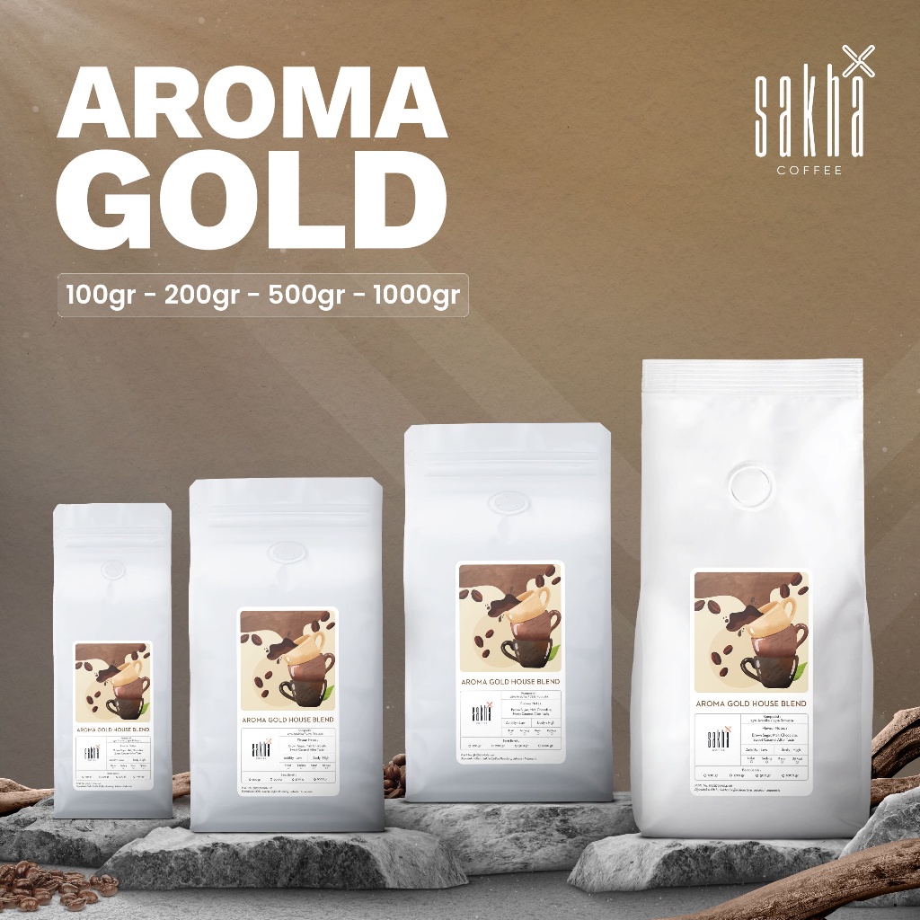 

Kopi Aroma Gold Espresso Blend Coffee Beans 25% Arabika 75% Robusta Coffe Biji Bubuk