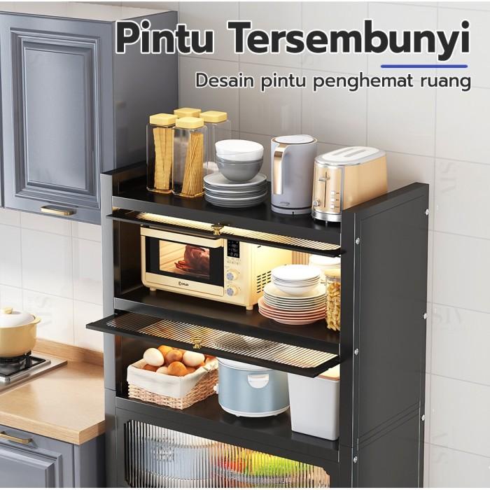 Rak Oven Microwave Rak Dapur Kabinet Dengan Pintu Rak Penyimpanan