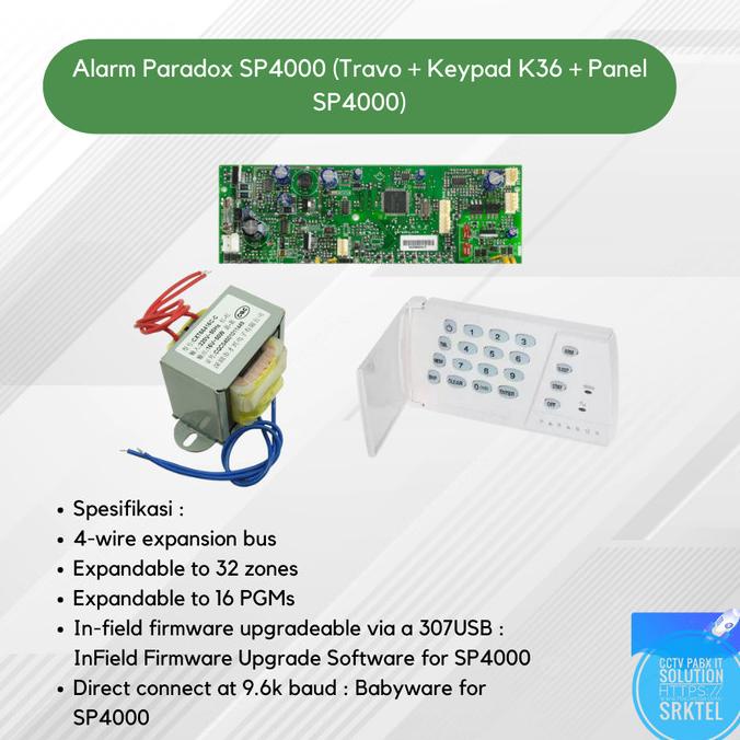 TERBARU  Alarm Paradox SP4000 (Travo + Keypad K36 + Panel SP4000)