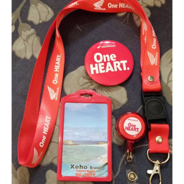 

MBCN0472 paket lengkap Tali id card Honda ( one heart ) ecer dan grosir
