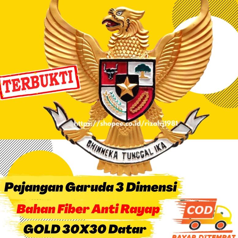 Garuda Pancasila Hiasan Dinding Lambang Fiber Lambang Negara Burung Garuda Gold Fiber 30CM