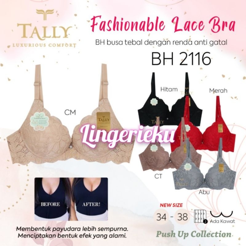 Tally 2116 Bh Bra Wanita Push Up Berkawat Busa Tebal Cup B