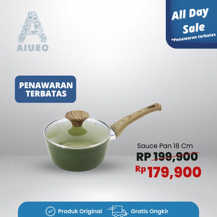 Alat Memasak Aiueo Sauce Pan 18Cm Panci Anti Lengket Keramik Mug Panci Rebus
