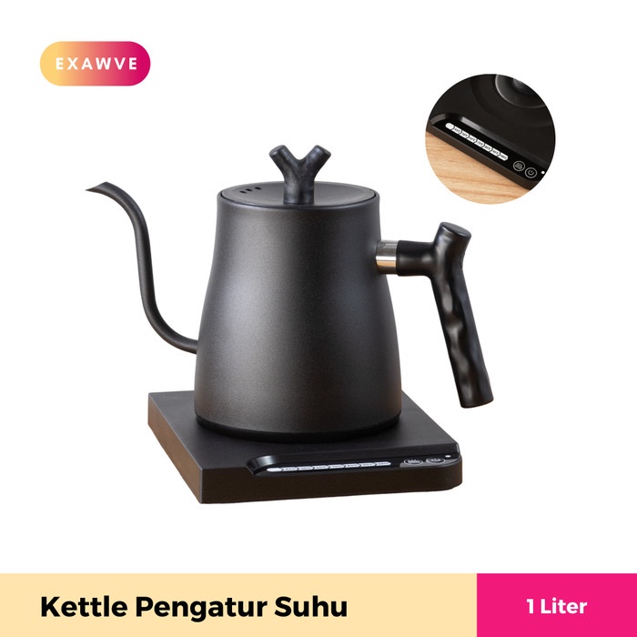 Exawve Kettle Gooseneck 1L Leher Angsa Electric Kopi Pengatur Suhu