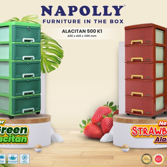 Lemari Laci Plastik Napolly Susun 5 Alacitan/Rak Baju Plastik Napolly