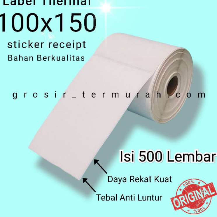 

Baru Kertas Thermal 100x150 mm isi 500 Pcs/ Label thermal barcode Roll A6
