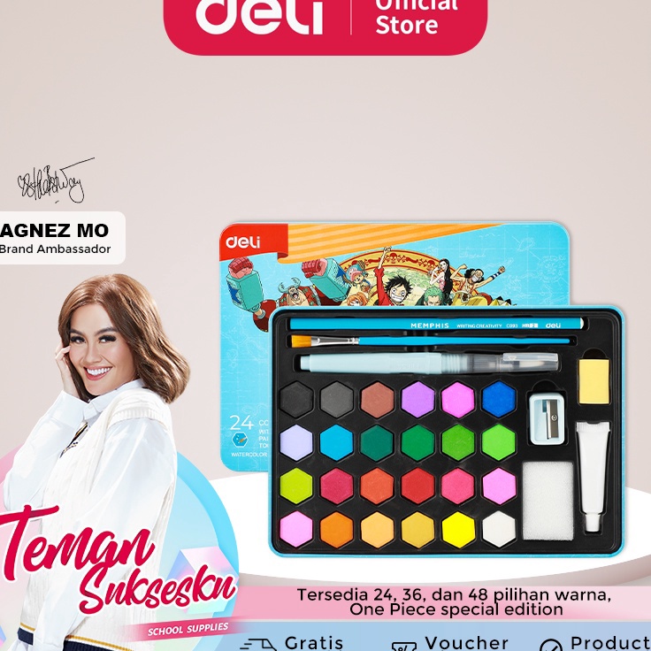 

Clearance sale Deli Watercolor Painting / Set Cat Air Padat One Piece Gratis Perlengkapan Melukis CC16-XX