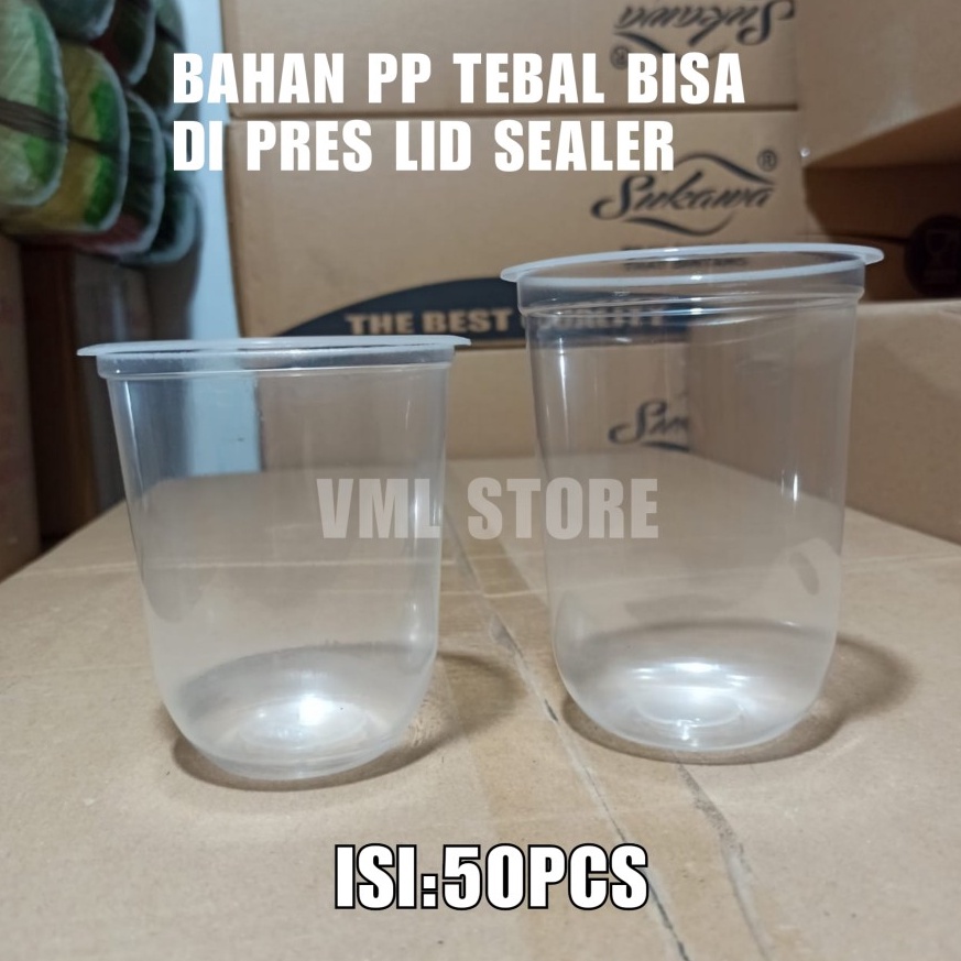 Discount (ISI 50) Gelas Oval 12oz 14oz 16oz / U Cup / TEBAL 7gram