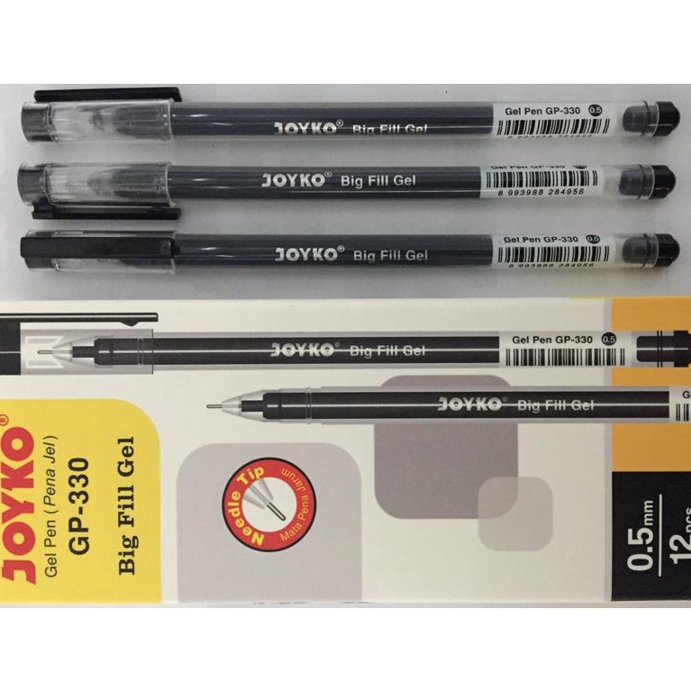 

FLNR3631 Joyko Bolpen Joyko GP-330 Big Fill Gel 0.5 Gel Pen Hitam (1 Pak Isi 12 Pcs) / Pena Gel JOYKO GP 330
