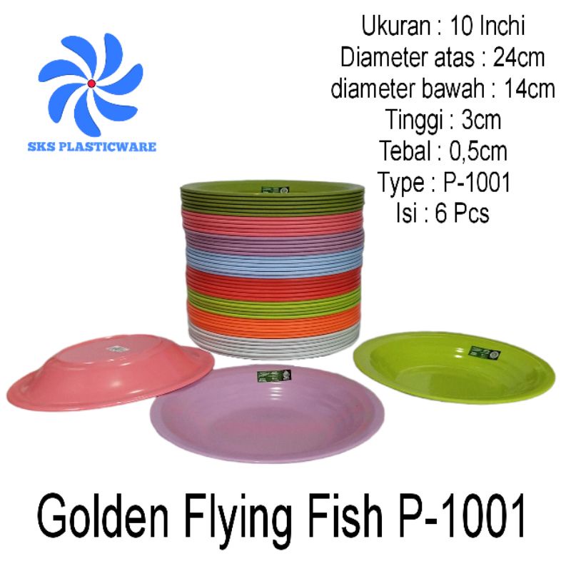 Piring Melamin Golden Flying Fish P-1001 Isi 6 Piring