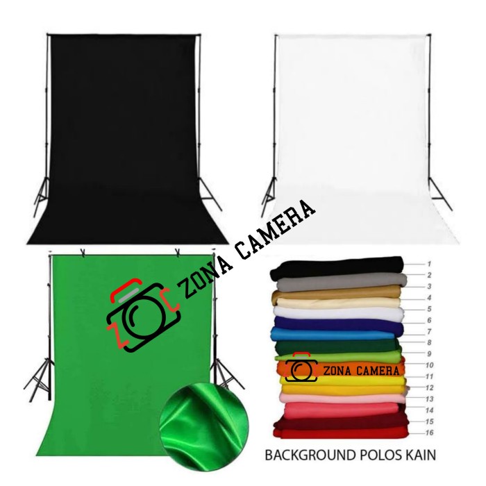 KAIN BACKGROUND FOTO POLOS HITAM PUTIH HIJAU GREEN SCREEN BACKDROP IJO
