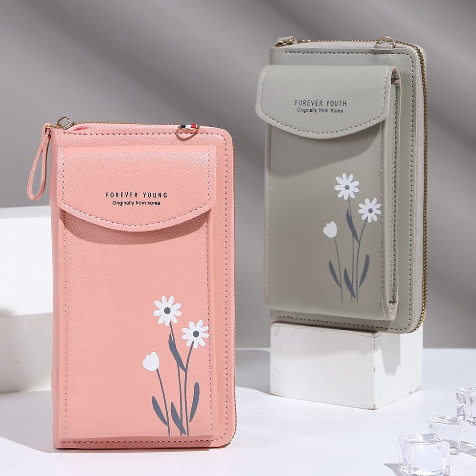 Best Seller.. *ALIBABA1688* DOMPET HP / TAS DOMPET SELEMPANG MULTIFUNGSI MOTIF BUNGA TEBAL IMPORT