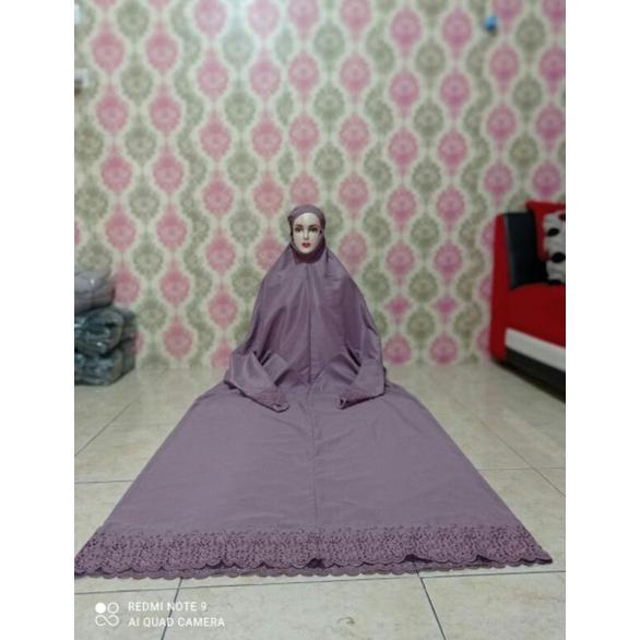 10:10 Mukena Terusan Khadijah Mukena Terusan Dewasa Bordir Katun Mukena Khusus Putih Hv5907