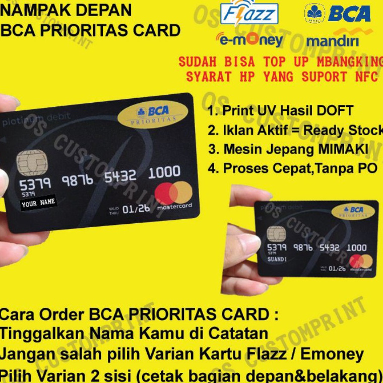 10.10 STOK READY CUSTOM FLAZZ BCA GENERASI 2 NFC - BCA PRIORITAS .,,.,.,
