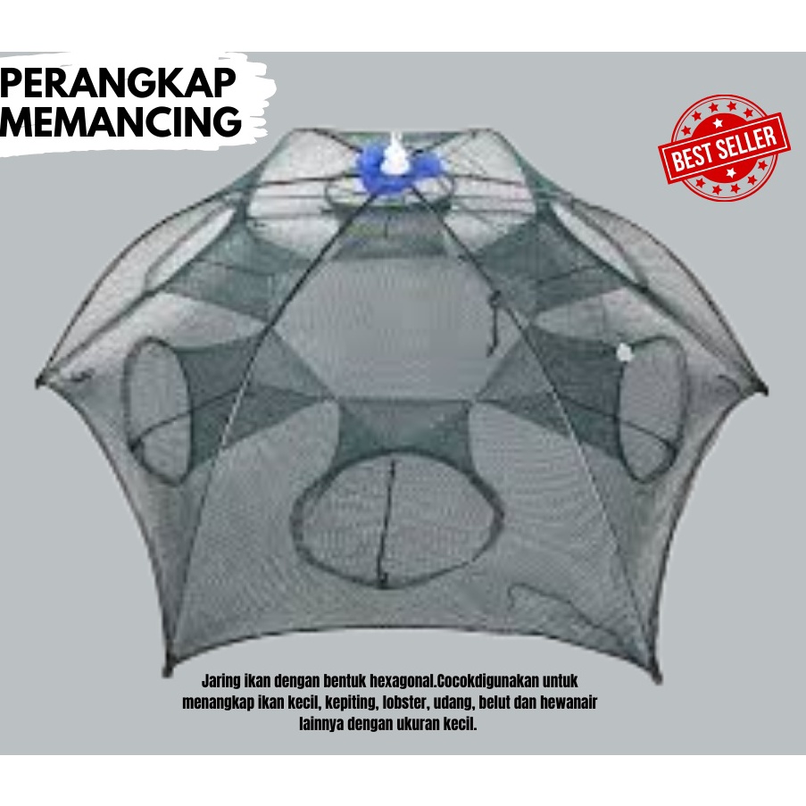 SIAP KIRIM Payung Bubu Jaring Jebakan Perangkap Udang ikan Kepiting Model Payung 12 Lubang Harga Ter