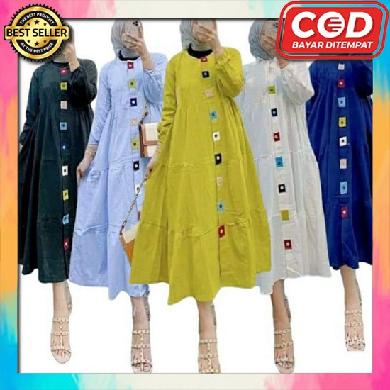 Midi Drees Wanita Cod Ibu Ibu Gaun Drss Kekinian Mudi Midi Dress Putih Drews Miydi Cewe Fashion Musl