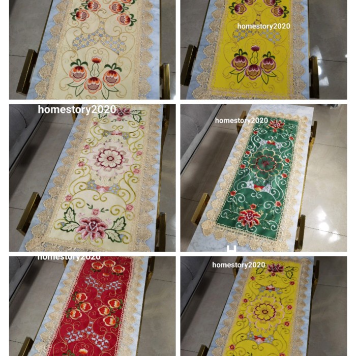 TAPLAK MEJA TAMU TAPLAK MEJA RUANG TAMU KATUN RENDA BORDIR IMPOR