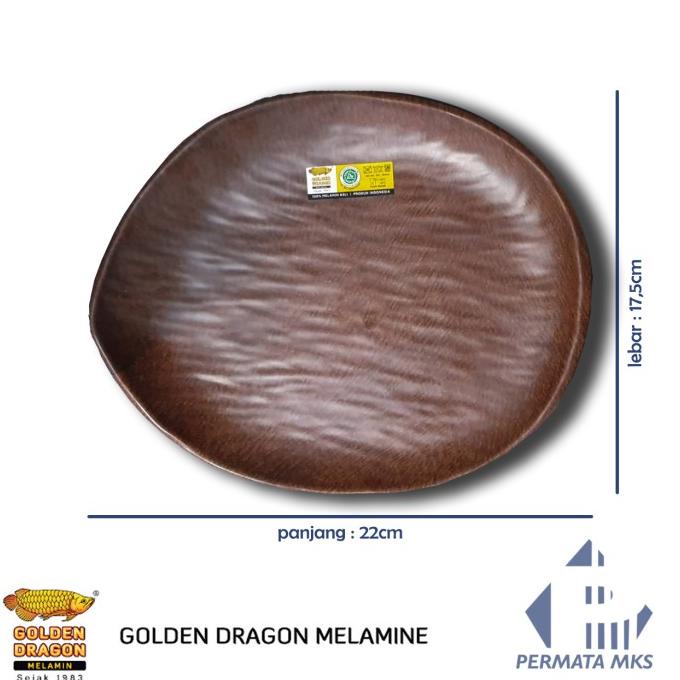 "'''] Piring Melamin 9" Motif Kayu Wood PST 100 Golden Dragon