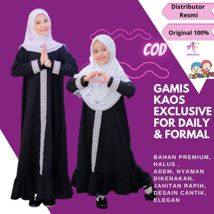 Gamis anak muslim perempuan hitam 10 tahun 8 6 tahun 5 12 tahun RG63