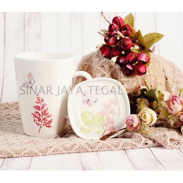 Mug Melamin Segi + Tutup BCB06 ONYX