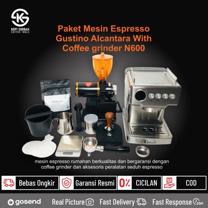 Paket Mesin Espresso Gustino Alcantara Em3212 Coffee Maker Set Alat Bastianabrahamshop