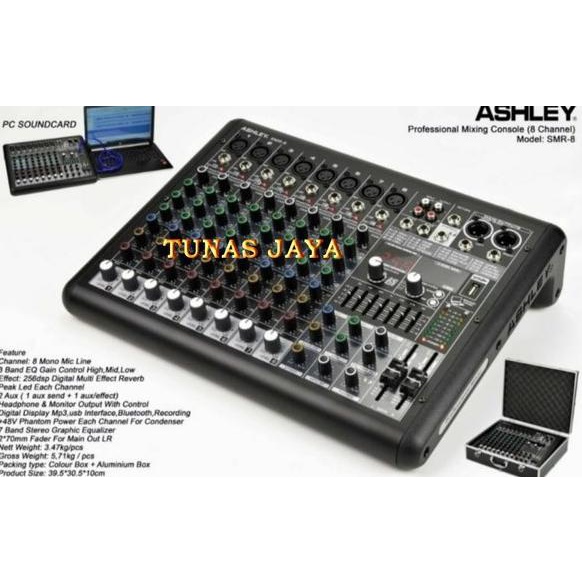 Mixer Audio Ashley SMR8 Mixer Ashley 8channel original Smr-8 Ashley SMR 8 FREE HARDCASE MIXER SMR8