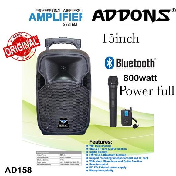 Speaker Portable Amplifier Wireless BOB Audio B MU 15 Inch