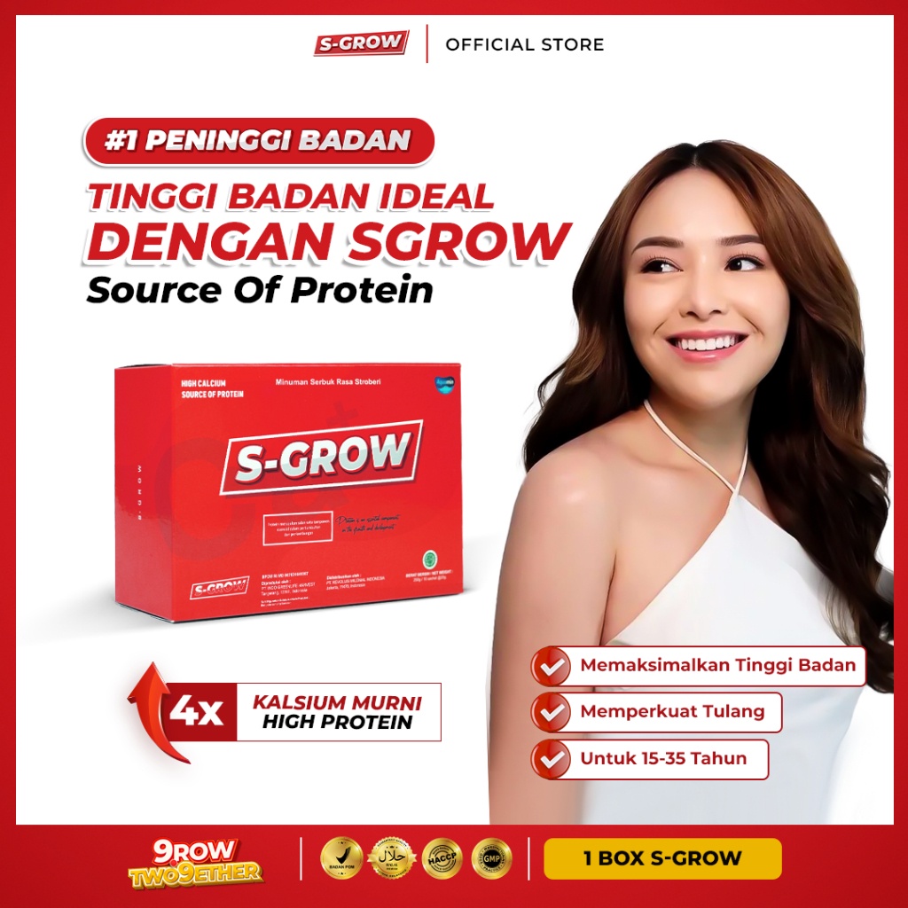 S-GROW Susu Peninggi Badan Terbaik Untuk Remaja dan Dewasa (Gratis Skipping dan Meteran)