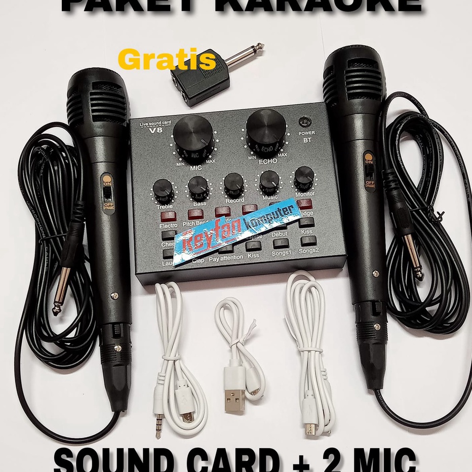 Buruan Beli Sound card V8 Mixer Bluetooth SoundCard V8 Audio USB External Soundcard / Bluetooth Live