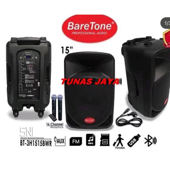Portable Speaker Baretone BT-3H1515BWR 1515 BWR 1515BWR 15 Inch BT