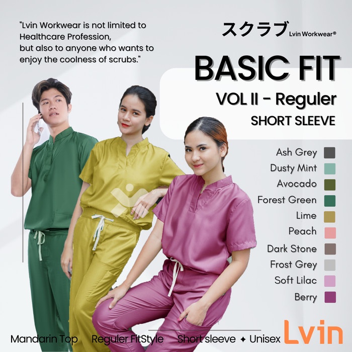 Terlaris Lvin Mandarin Collar Baju Oka Reguler Fit/ Baju Jaga / Set Baju Dokter
