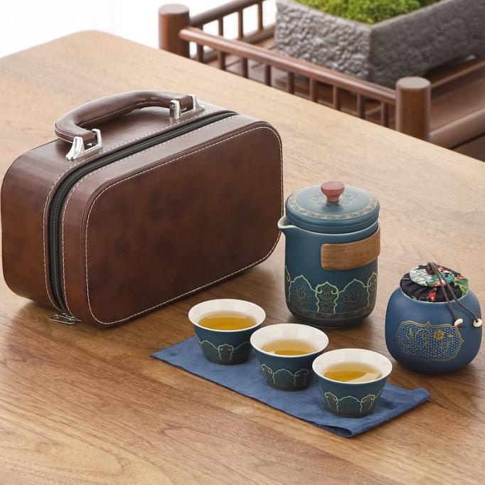 

Trend Chinese Tea Set Tas Kulit Leather Bag Tea Set Murah Kado Teapot Gift Original