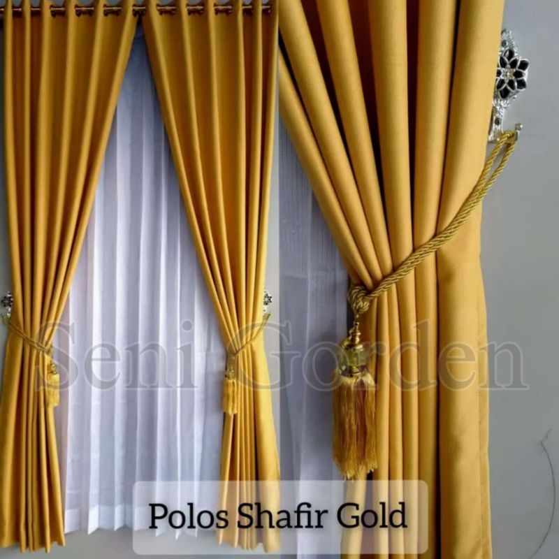 gorden jendela Aesthetic panjang 250cm gorden motif polos warna kuning