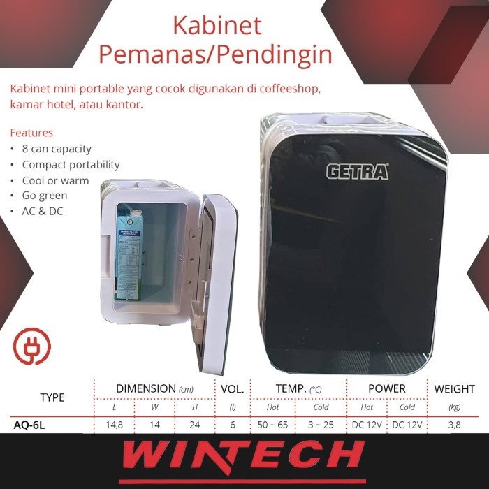 Jual Baru Kulkas Mini Portable Showcase Pendingin/Pemanas Xhc-16-Ac/Dc Getra
