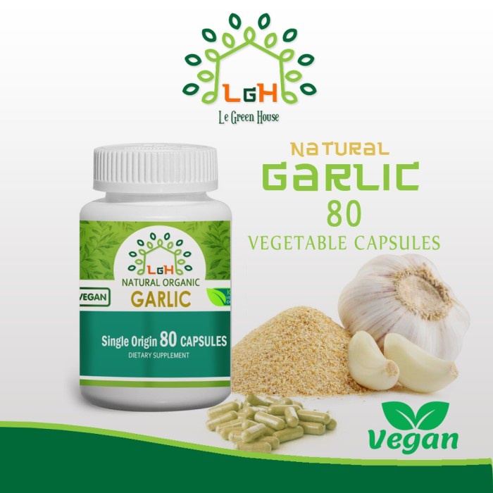 

Garlic 80 Capsules le green Kapsul Bawang Putih Vegetarian