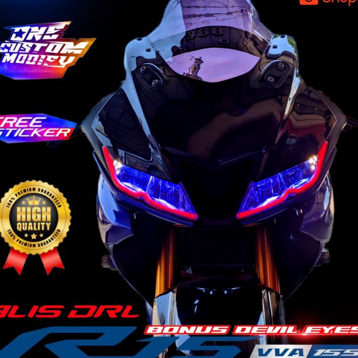 (B.♥I☎] LAMPU ALIS DRL NEW R15 V3 BONUS DEVIL EYES LAMPU ALIS YAMAHA ALL NEW R15  LAMPU SENJA LAMPU 