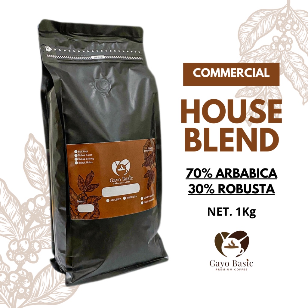 

Biji Kopi House Blend Espresso Gayo 70:30 1 Kg Grade Commercial Robusta Arabica